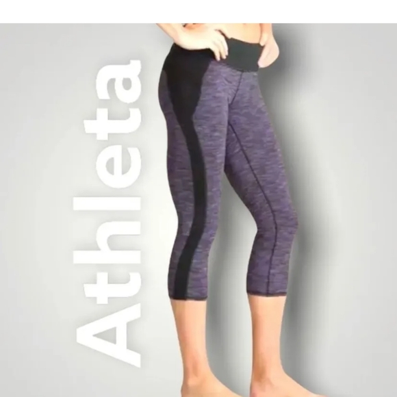 Athleta Tangram Capri Legging Wee Purple Black - Picture 1 of 15